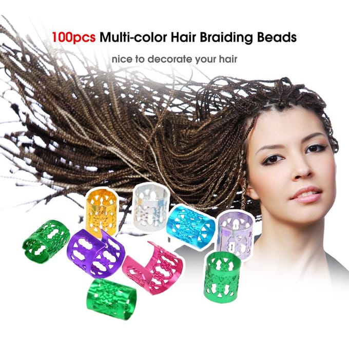 100 stuks Dreadlocks Haaraccessoires Haarringen Manchetten Metalen Haarvlechten veelkleurig