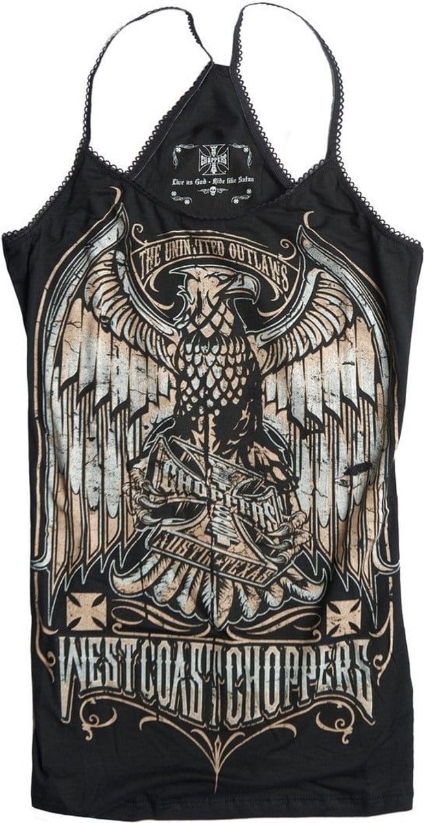 WCC West Coast Choppers -damesshirt met Eagle Crest-logo, Praga, zwart
