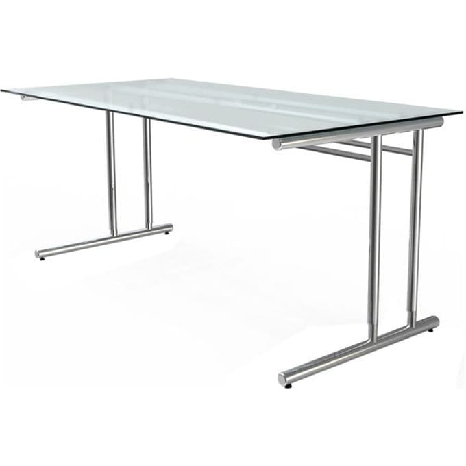 Bureautafel Toledo, in hoogte verstelbaar, C-poot, glazen blad, B 1600 x D 800 mm