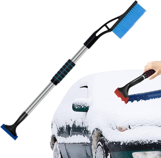 Sneeuwschuiver Opvouwbaar - Auto Schep - Sneeuw Ruimen - Intrekbare Handgreep - 65 cm - Blauw