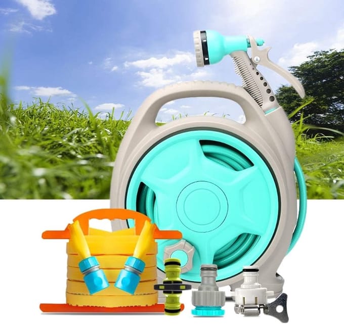 Tuinslang Sproeier - Waterpistool Set - Auto Wassen - 6 Sproei standen - 25 meter - Grijs
