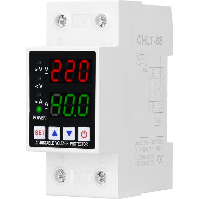 Dual Display Verstelbare spanningsbeveiliging Intelligente overspanning Onderspanning Overstroom CHLT-40VA wit
