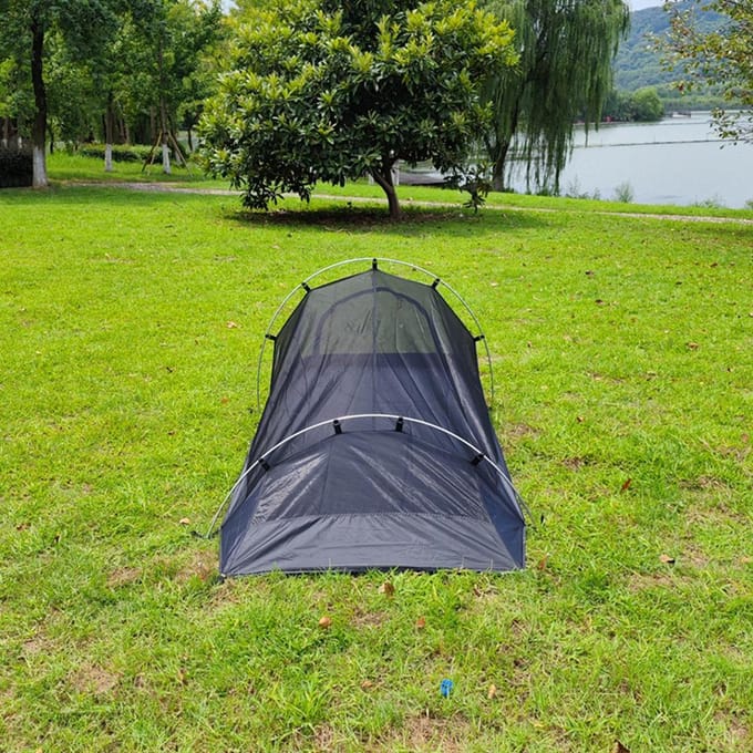 Mesh Backpacking Tent 1 Pers Ultralicht Aluminium Frame Kampeertent Buiten Klamboe zwart