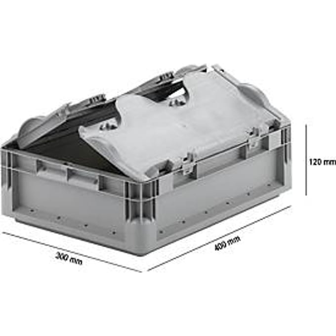 Lichte Eurobox ELB 4120, van PP, inhoud 10,9 l, met deksel, grijs
