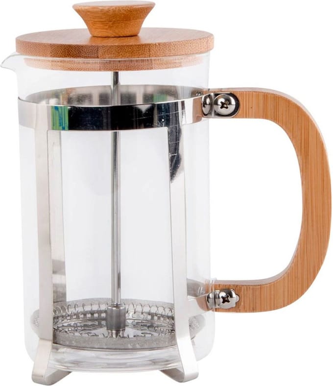 ITEM Cafetiere French Press 600 ml - bamboe - verse koffie - RVS filter - makkelijk in gebruik