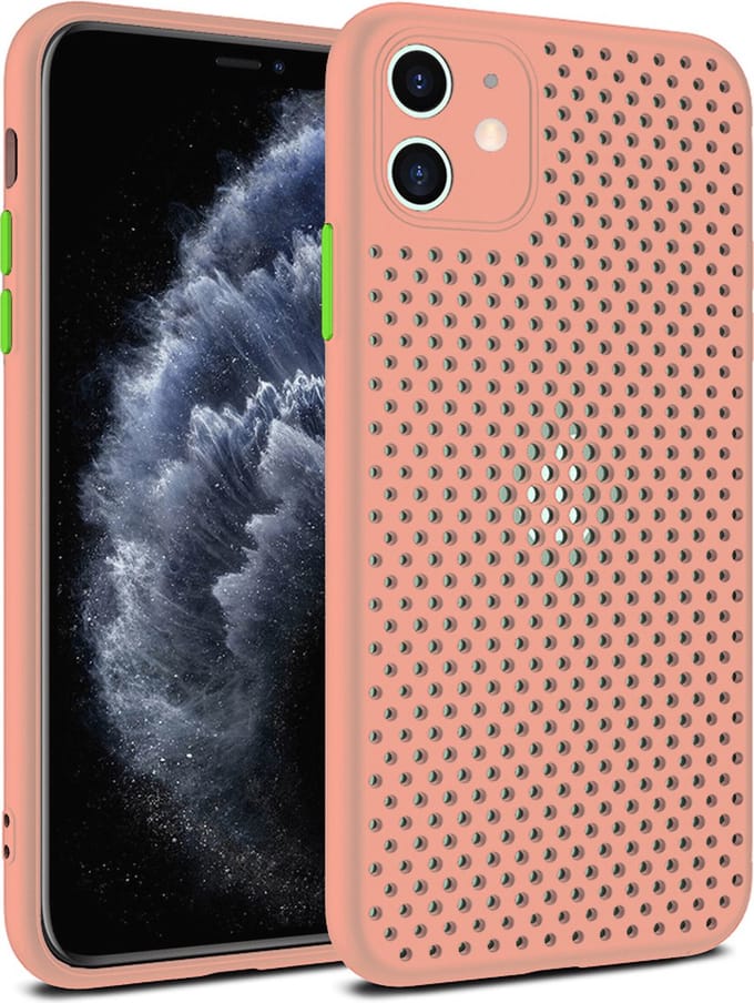 Smartphonica iPhone 11 siliconen hoesje met gaatjes - Zalm geschikt voor iPhone 11