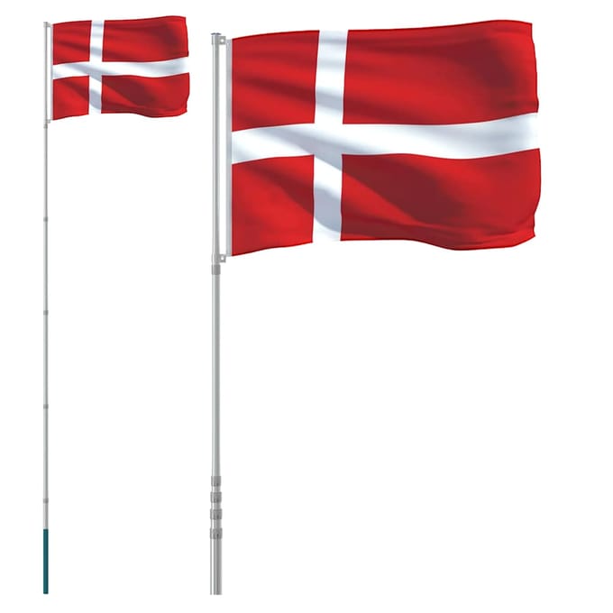 vidaXL - Vlag - met - vlaggenmast - Denemarken - 5,5 - m - aluminium