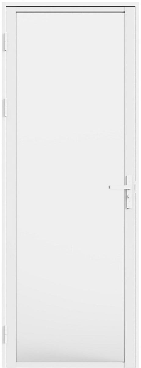 Vente-unique Omkeerbaar deurblok in aluminium en matgehard glas - H204 x B73 cm - Wit - LOXTON
