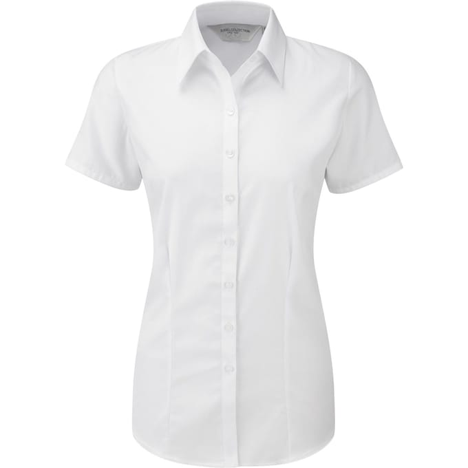 Russell Dames/dames Visgraat Werkshirt met korte mouwen (Wit)
