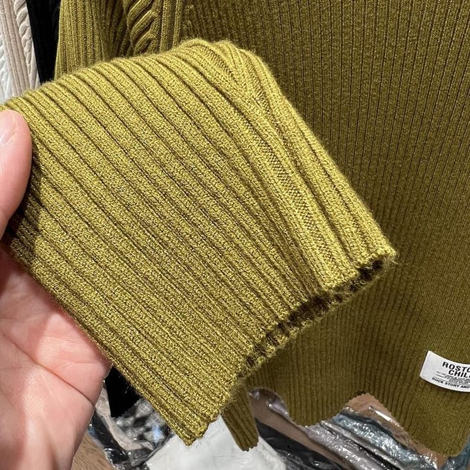 Basis trui met halve hoge kraag voor dames, winter, losvallend, gebreide top voor binnen 4XL abrikoos