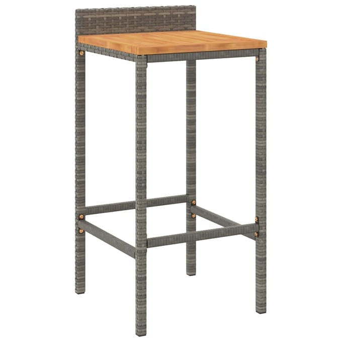 vidaXL - Barkrukken - 2 - st - poly - rattan - en - massief - acaciahout - grijs