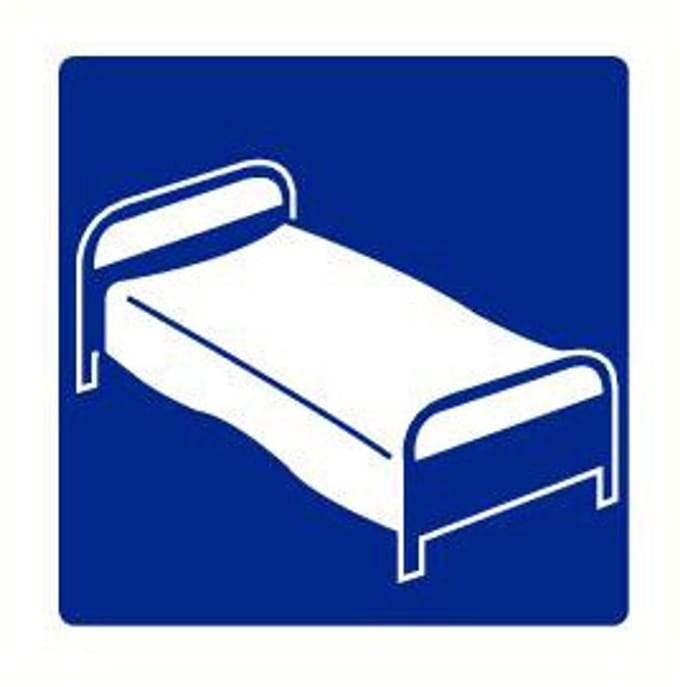 Slaapplaats sticker, blauw wit 200 x 200 mm