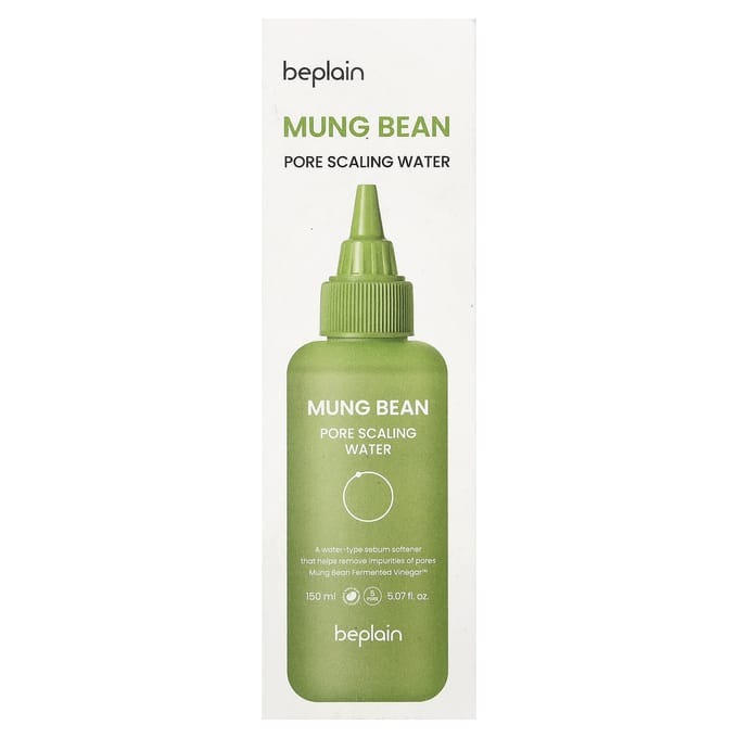 beplain Mung Bean Pore Scaling Water Sebum Reiniger 150ml met Katoenpads 40 Doekjes Set green