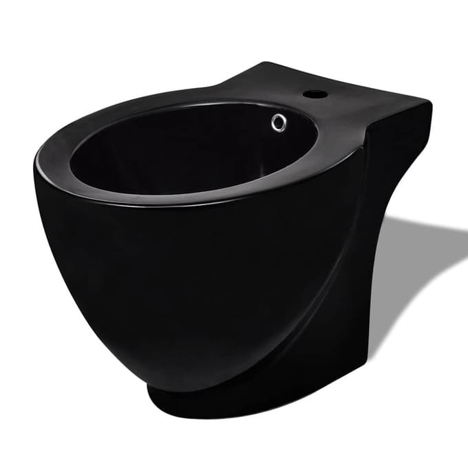 vidaXL Ronde staande keramieken bidet (zwart)