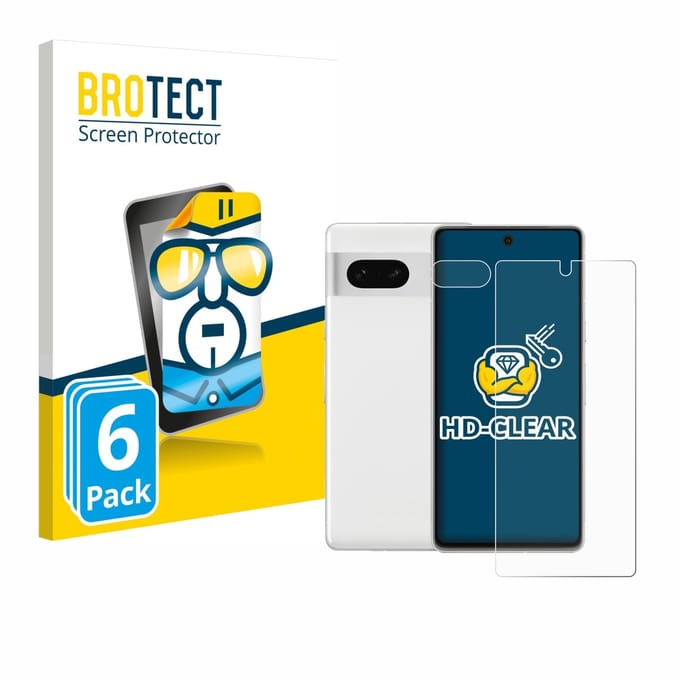 BROTECT - Screenprotector voor Google Pixel 7 (Voor+Camera) - Folie Beschermfolie transparant 6 Stuks