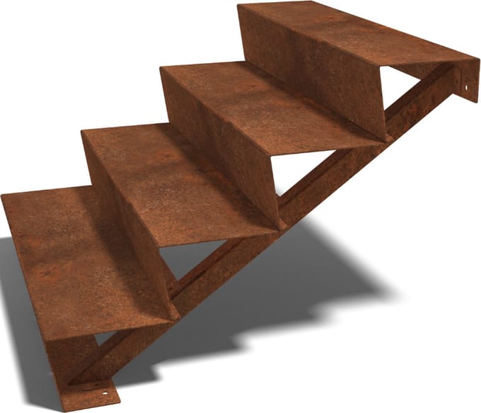 Cortenstaal tuintrap - 4-trede - 96 x 100 x 68 cm - MySteel