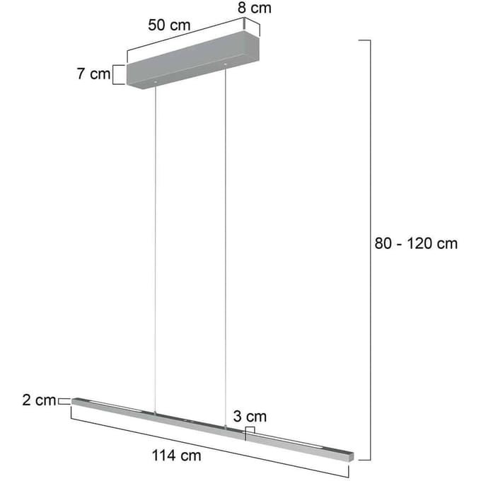 Hanglamp Bande 3994ST staal LED hanglamp met cable lift 114cm breed - Steinhauer, modern ontwerp, hoogte instelbaar, geïntegreerde LED verlichting, dimbaar licht