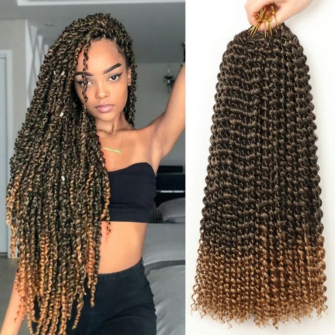 Passion Twist Haarverlenging 24 Inch Watergolf Look Gehaakt Haar (7 Pakken)