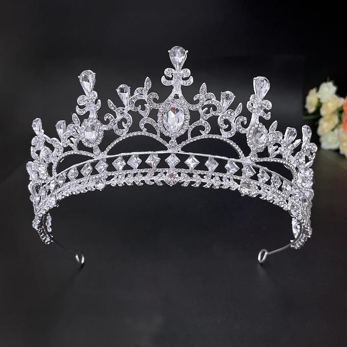 Nieuwe Bruiloft Kroon Hoofddeksel Bruid's Grand Luxe Strass Bruiloft Diner Bruiloft Stijl Kroon gray