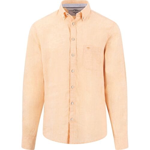 Fynch-Hatton Overhemd Premium Solid Linnen Button-Down Tangerine / male