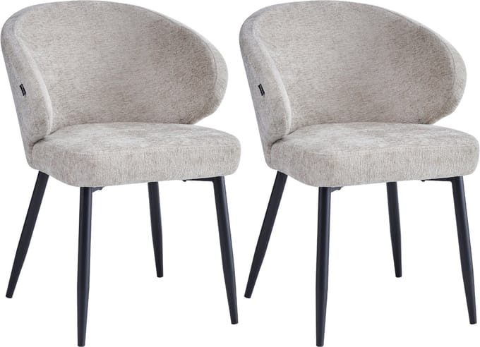 Colenis® - Ruby Eetkamerstoel - Set Van 2 - Taupe - Chenille Stof - Design