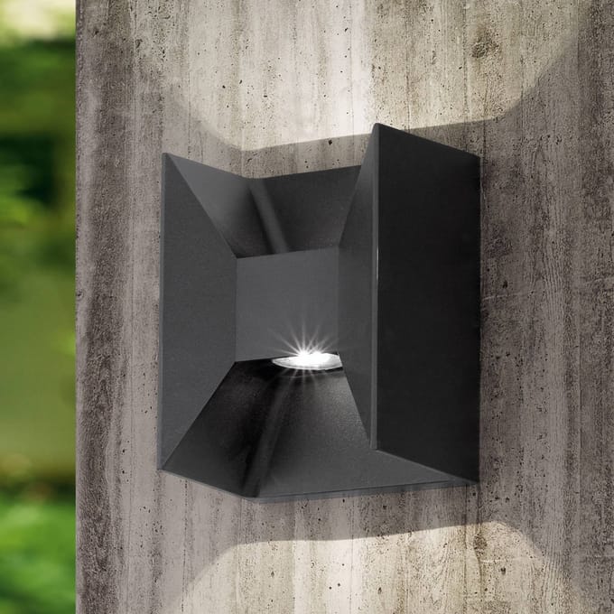 EGLO LED buiten wandlamp Morino, zwart, hoogte 18 cm, metaal
