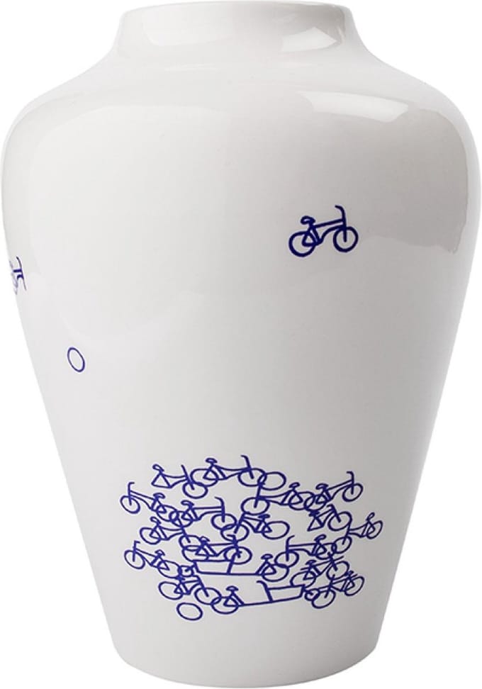 Heinen Delfts Blauw - Vaas De Blauwe Fiets nr.2 - Keramiek - 20 cm