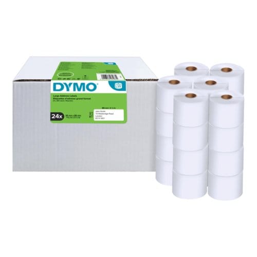 DYMO originele grote LabelWriter adreslabels | 36 mm x 89 mm | 24 rollen met elk 260 labels (6240 zelfklevende etiketten) | Geschikt voor de LabelWriter labelprinters | Gemaakt in Europa