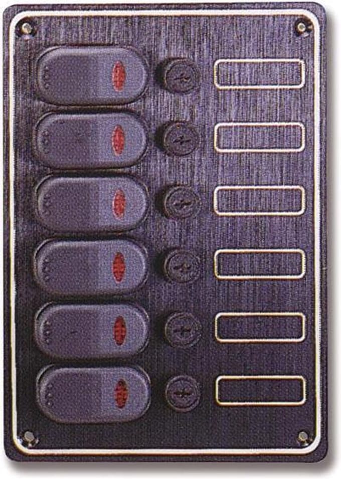 allpa Aluminium schakelpaneel 12V 133x190mm 6-schakelaars