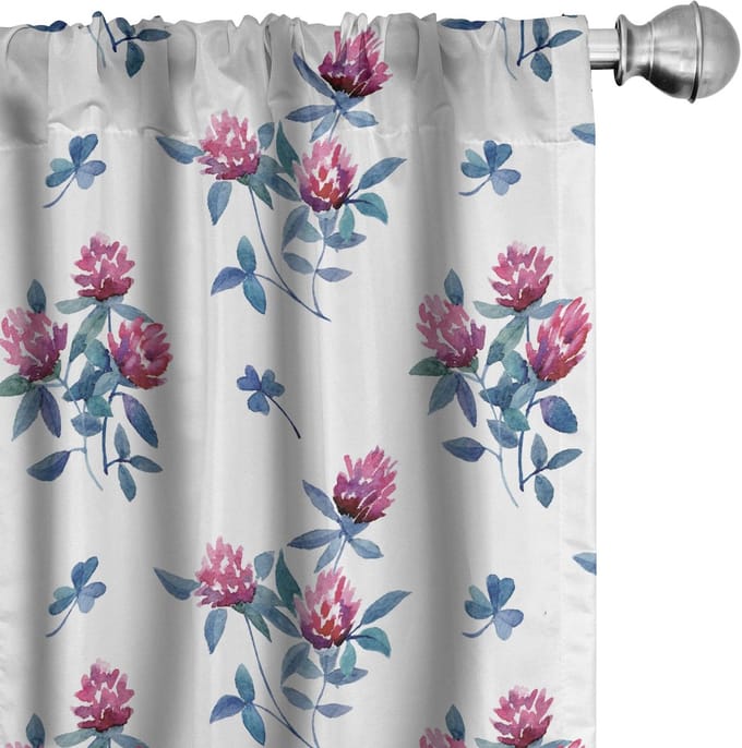 ABAKUHAUS Bloemen gordijnen – 2x75x175 cm – Microfiber – Halfdonker