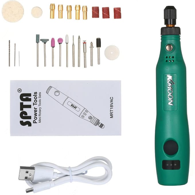 KKmoon 18V 1.2W Mini ensemble de broyeur électrique sans fil Mini poignée petite taille vert