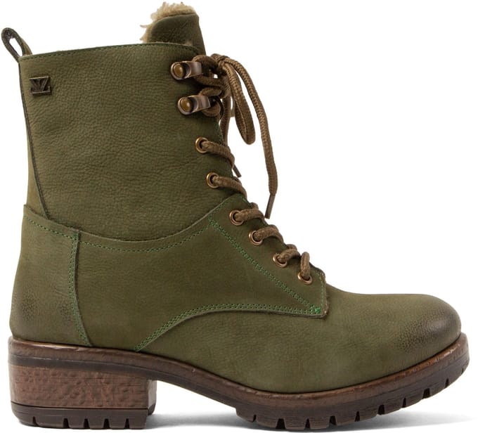Lazamani - Kia Dames Veterboots Leer Green - Maat 37