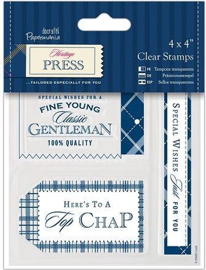 Docrafts: Heritage Press 4 x 4 Clear Stamps (3pcs)- Top Chap