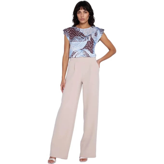Vrouwelijke broek met hoge taille en plooien Nife