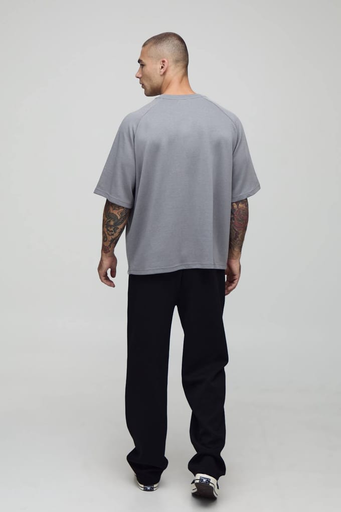 Oversized Boxy Premium Interlock T-Shirt | Charcoal | Size Small