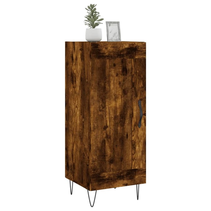 vidaXL - Dressoir - 34,5x34x90 - cm - bewerkt - hout - gerookt - eiken