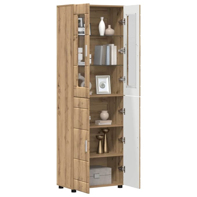 vidaXL - Highboard - FLORIN - 60 - x - 35 - x - 182 - cm - Artisan - Eiken - Bewerkt - hout