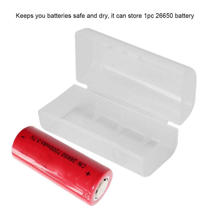 2 STUKS 26650 Batterij Opbergdoos Case Houder Waterdicht Batterij Beschermhoes white