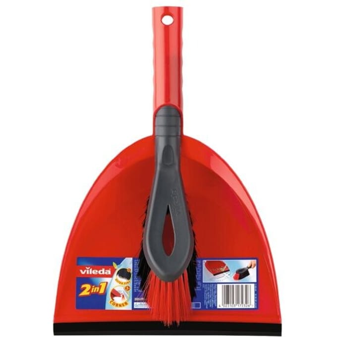 Vileda Stoffer en Blik 2in1 Set - Combinatie van klein stofblik en handborstel