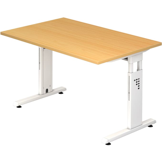 MEGA 12 W | Bureau - 120x80 Tafelhoogte I In hoogte verstelbaar Beuken/Wit