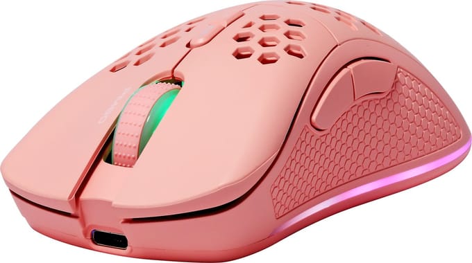 Deltaco PM80 Draadloze Gaming Muis - Lichtgewicht - RGB - 6400 DPI - Roze