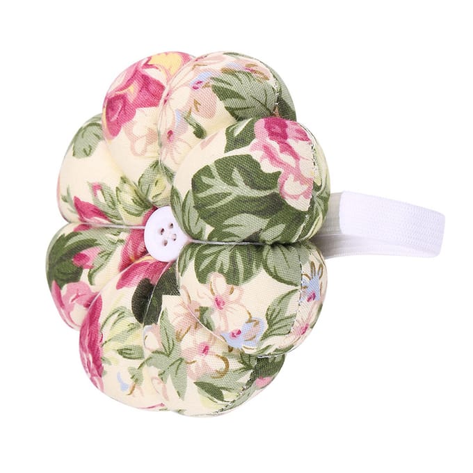 1 pcs Creative Pumpkin Fabric Sewing Needles Pin Cushion with Elastic Wrist Belt(#13) beige
