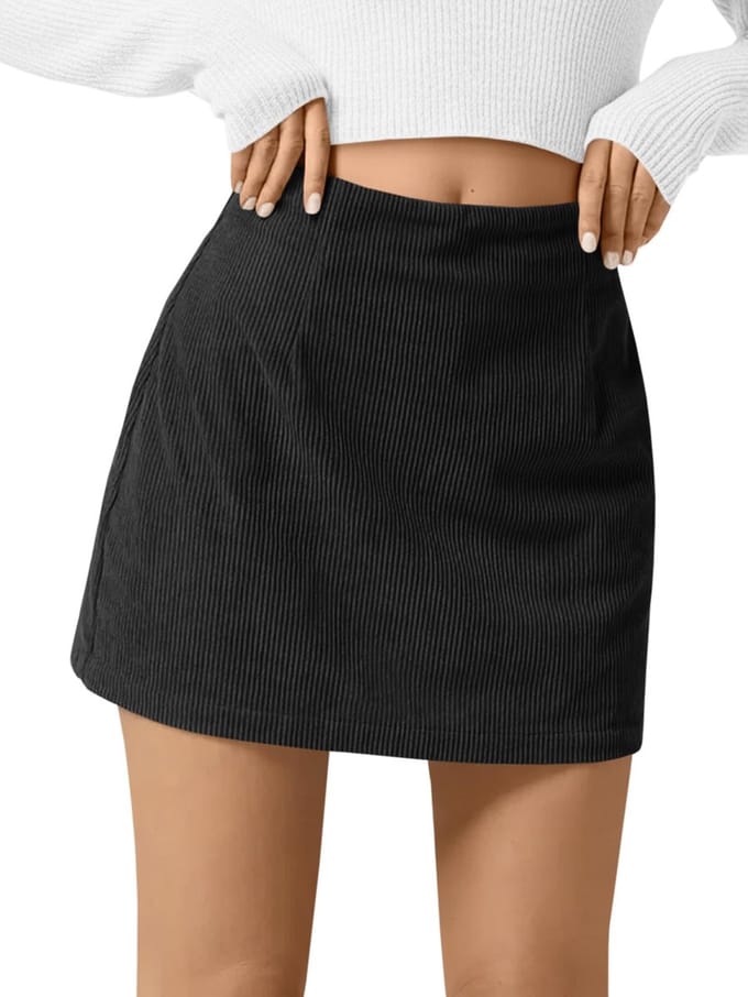 Corduroy minirok voor dames, A-lijn, hoge taille, korte rok, casual, basic cordrock