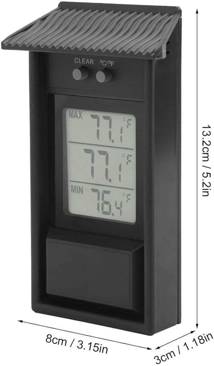 Digitale Thermometer - Temperatuurmeter Buiten - Tuin Temperatuur Meten - Waterdicht ABS Materiaal - 14 cm Lengte - Wit