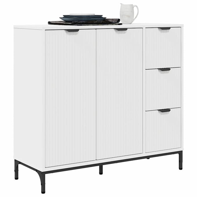 vidaXL - Dressoir - Wit - 89,5 - x - 33 - x - 82 - cm - Bewerkt - hout