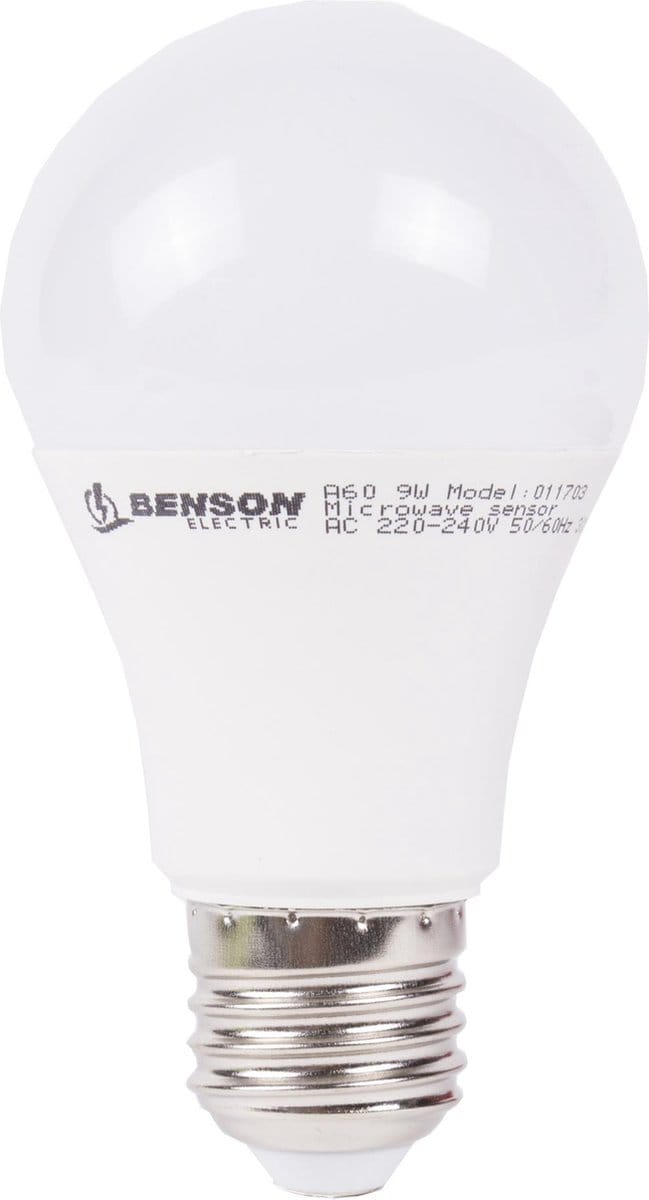 Benson LED lamp - bewegingssensor - 9W - warmwit - E27 fitting - 2700K