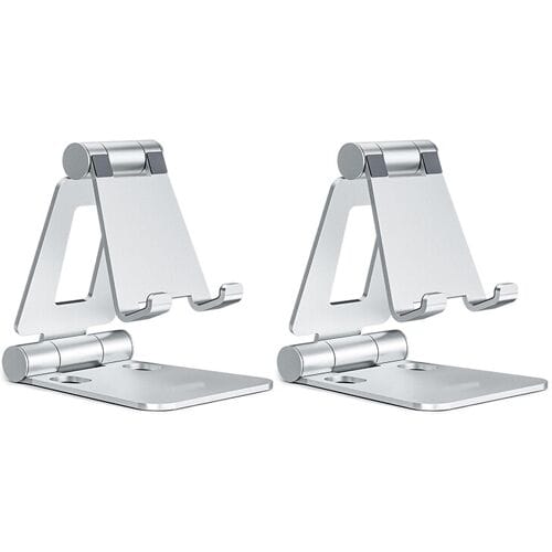 JORDAN&JUDY 2-pack telefoonstandaard van zilverkleurig aluminium, lichtgewicht en draagbaar, multifunctioneel