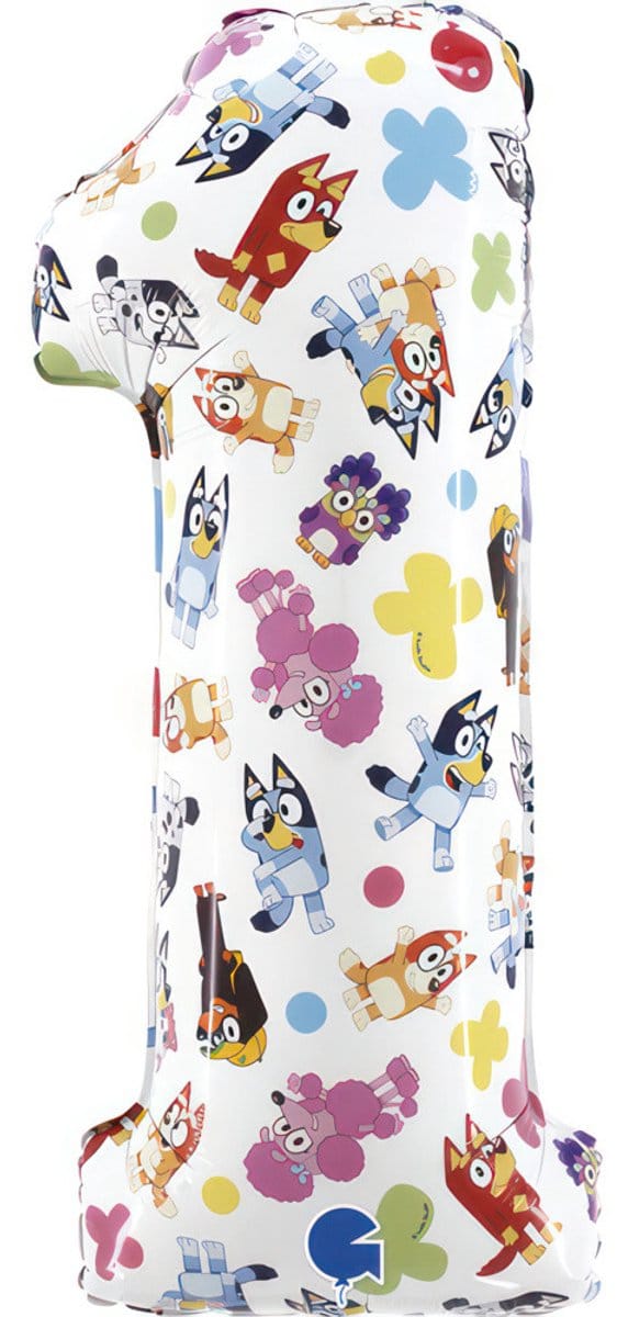 Folieballon Cijfer 1, Bluey, 66 Cm Grabo