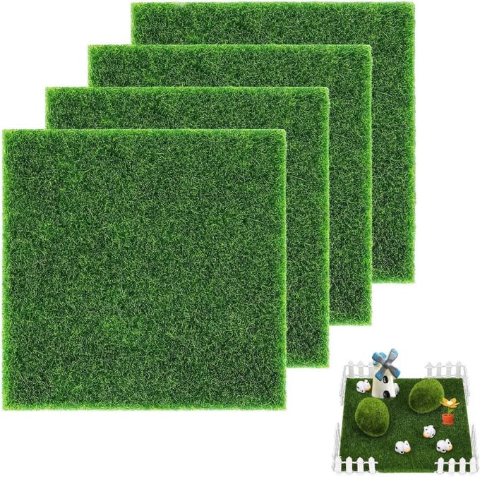 Kunstgras 15 x 15 cm voor Miniatuurtuin, Binnen- en Buitendecoratie, Micro Landschap en Patio Versiering