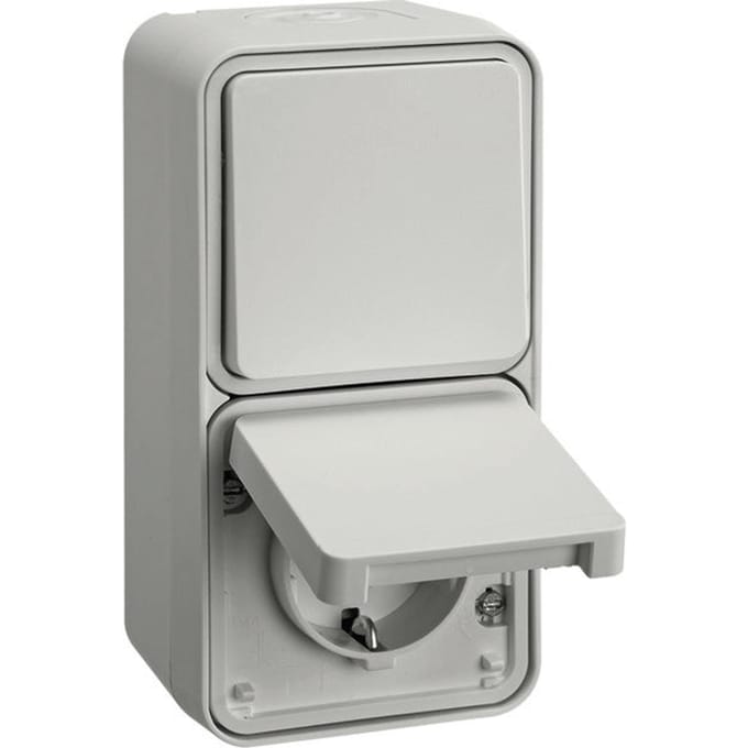 Hager Berker Combischakelaarcontactdoos met opbouwbehuizing W1 - 47803522